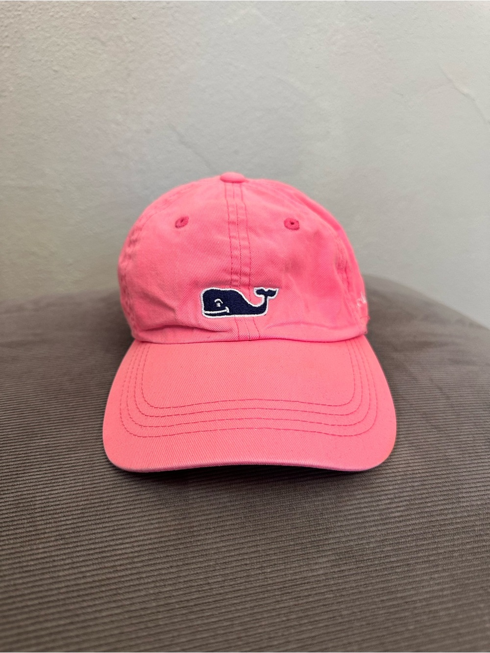 Vineyard Vines Hat Cap Adj Strapback Pink/peach Whale Logo Cotton Distressed